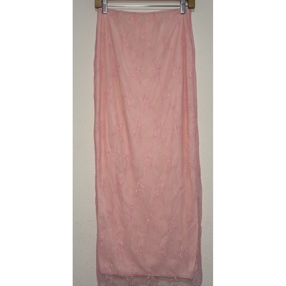 Vintage Womens Fairy Boho Lace Straight Skirt Size S Festival Y2K Feminine Pink